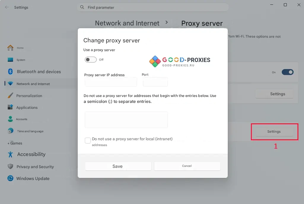 Windows proxy settings opened from the browser.