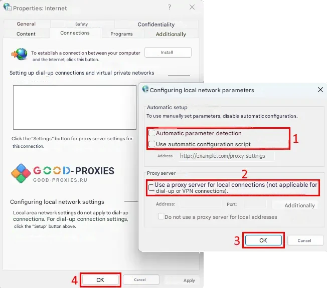 Disabling proxy through Internet Options.